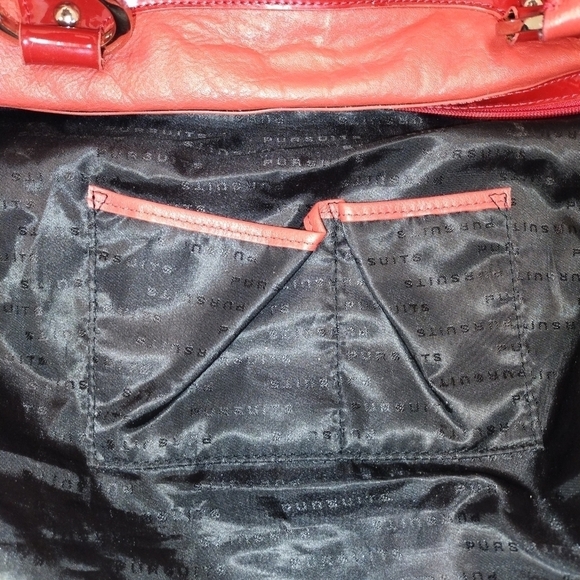 Pursuits red Patent Trim Satchel Tote Bag with Buckle Accent – Bold Statement P - Picture 8 of 9